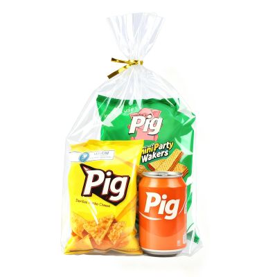 PigPotParty Cellophane Bags 12"x16", 100 Pack Clear Gift Bags, Bottom Gusset for Stand-Up Display, Medium Plastic Cellophane Gift Wrap, Ideal for Large Goodies, Treats, Favors, Mugs, Includes 100 Ties