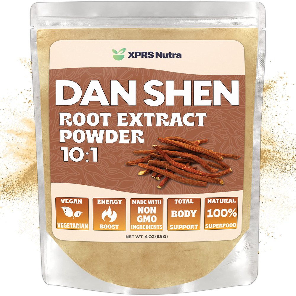 XPRS Nutra Dan Shen Root Extract Powder 10:1- Premium Dan Shen (Red Sage) Concentrated Powder - Vegan Friendly Danshen (4 oz)