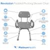 Platinum Health Revolution Pivoting Shower Chair for Bathtub, Adjustable Swivel Seat with Padded Back and Arms, Adjustable Space Saving Design for Tubs, Shower, for Elderly, Handicap & Seniors, Gray view 4