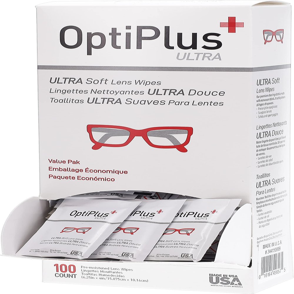 OptiPlus Ultrasoft Pre-Moistened Streak-Free Lens Cloths (100 Count)