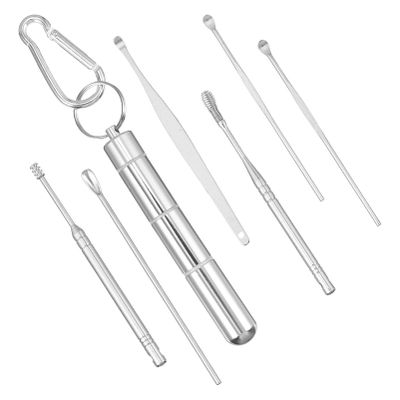 1 Set 7Pcs Ear Suit Metal Ear Cleaner de Swab Infant Suit Tool Set Baby Spiral Stainless Steel