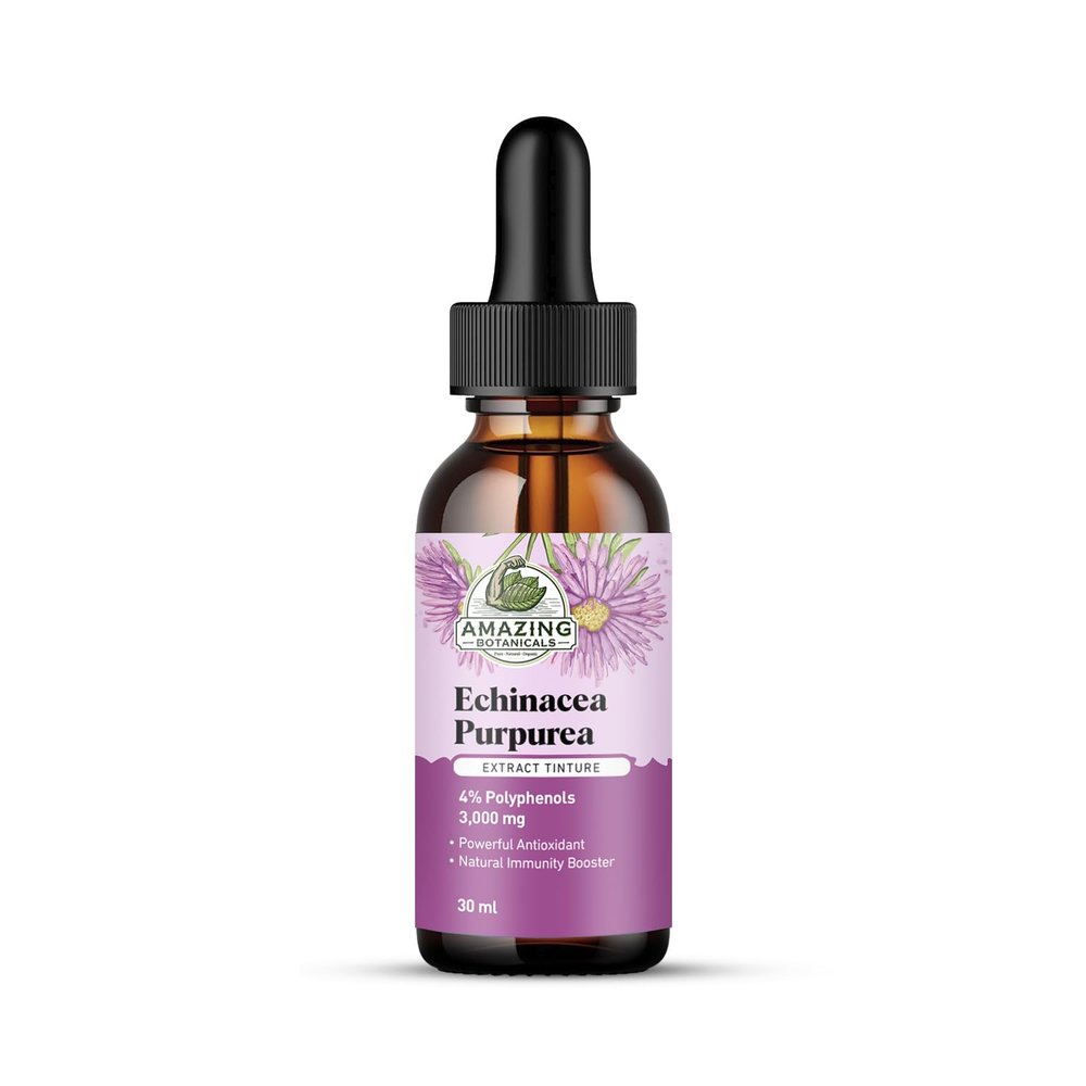 Amazing Botanicals Echinacea Purpurea Extract Tincture - 3,000mg Herbal Liquid Supplement Extract for Immune System Support - High Strength Formula with Natural Antioxidant for Overall Wellbeing