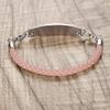 LinnaLove Stainless Steel Interchangeable Chain for Medical Alert id Bracelets for Women and Men (Leather-Pink-5 in) view 2