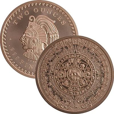 2 oz .999 Pure Copper Medallion (Aztec Calendar)