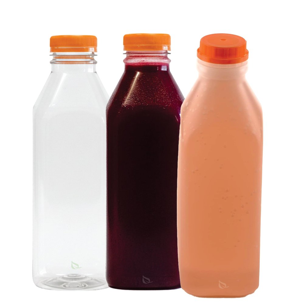 EcoQuality Empty Plastic Juice Bottles with Tamper Evident Caps 32 OZ - Smoothie Bottles - Ideal for Juices, Milk, Smoothies, Picnic's and even Meal Prep Juice Containers (32 Ounce) (20)