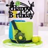 Tennis Cake Toppers - Black Glitter Tennis Player Cake Decorations for Boys & Men - Happy Birthday Party Supplies view 4