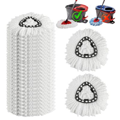 10 Pack Mop Replacement Heads, 100% Microfiber Spin Mop Refills Fits Triangle Mop Replace Head EasyWring 1-Tank System, 360 Degree Mop Head Replacement for Easy Cleaning Floor Mopping