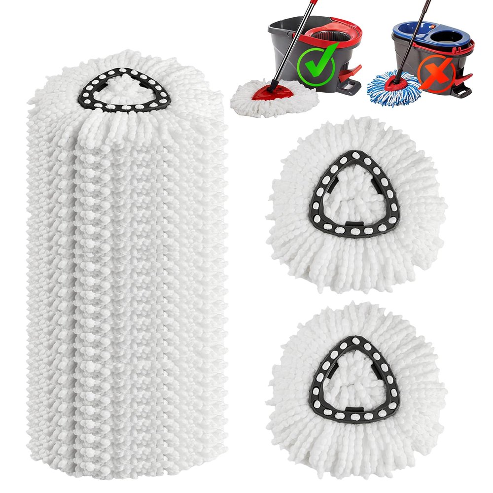 10 Pack Mop Replacement Heads, 100% Microfiber Spin Mop Refills Fits Triangle Mop Replace Head EasyWring 1-Tank System, 360 Degree Mop Head Replacement for Easy Cleaning Floor Mopping
