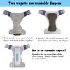 3 Pack Adult Cloth Diapers with Oversized Diaper Inserts, TPU Waterproof Nappy Reusable Washable Elderly Incontinence Care Protection Nappies Underwear for Men or Women, Waist 39.4-53.15InchesXL view 3
