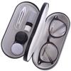 2 in 1 Contact Lens Case with Mirror - Double Sided Portable Glasses Case - Tweezers and Applicator Included - Perfect for Home Travel (Black) view 1