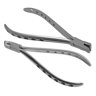 Distal End Cutter Long Handle with Safety Hold Tungsten Carbide Inserts Cutting Jaws Orthodontic Instruments (Silver)
