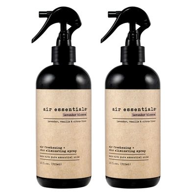 Air Essentials 12 oz Air Freshener & Odor Eliminator Spray - Neutralize Odors from Smoke, Pets, Food & Garbage in Homes, Offices & Cars - Made with Clean Essential Oils (Lavender Blossom, 2-Pack)