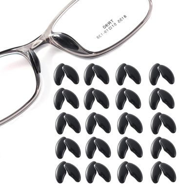 20 Pairs Adhesive Glasses Nose Pads, Pea Shape Stick on Anti-Soft Silicone, Adhesive Nose Pads Glasses for Glasses, Eyeglasses and Sunglasses, (Black)