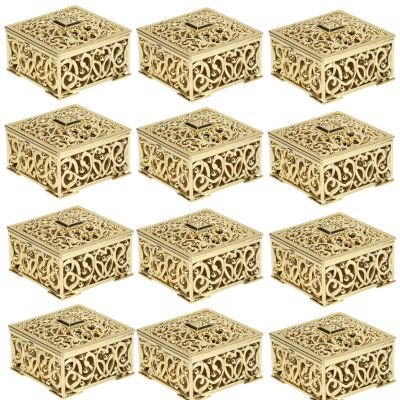 12pcs Candy Boxes, Hollow Party Favor Boxes for Bridal Shower Wedding Birthday Party Favor(Gold)