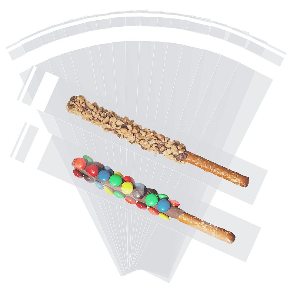 200 Pcs Thickened Pretzel Rod Bags - 2x10 Inches, Self Sealing Cellophane, Clear Individual Bags for Chocolate, Candies, Cookies