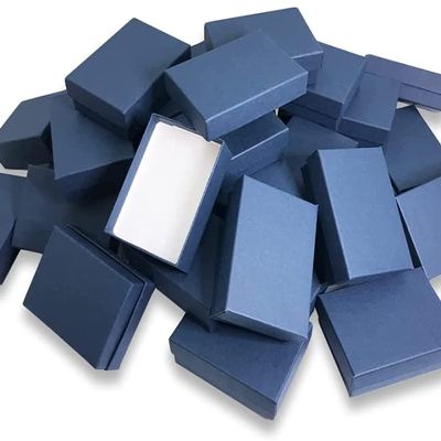 50 Qty - Navy-Blue Cotton Filled Gift Boxes - Size 3" x 2 1/8" x 1" - USA Made - Holidays/Birthdays/Sales/Storage/Display/Travel - N'icePackaging