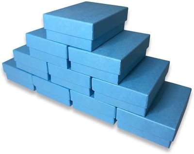 N'icePackaging 100 Qty - Light Sky-Blue Cotton Filled Gift Boxes - Size 3" x 2 1/8" x 1" - USA Made - Holidays/Birthdays/Sales/Storage/Display/Travel
