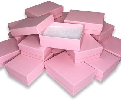 N'icePackaging 100 Qty - Light Sunset-Pink Cotton Filled Gift Boxes - Size 3" x 2 1/8" x 1" - USA Made - Holidays/Birthdays/Sales/Storage/Display/Travel