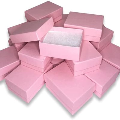N'icePackaging 50 Qty - Light Sunset-Pink Cotton Filled Gift Boxes - Size 3" x 2 1/8" x 1" - USA Made - Holidays/Birthdays/Sales/Storage/Display/Travel