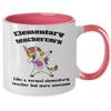 Creator's Cove Elementary teacher school rainbow dabbing unicorn two toned 11 oz ceramic coffee tea cup, Coworker from employee or boss, Gag from students view 2
