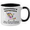 Creator's Cove Elementary teacher school rainbow dabbing unicorn two toned 11 oz ceramic coffee tea cup, Coworker from employee or boss, Gag from students view 2