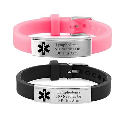 KBNSUIAN Asjustable Silicone Lymphedema NO Needles Or BP This Arm Medical Alert Limb Bracelets Personalized Engraved ID Wristbands Emergency Protection Alarm Bands for Limbs Cancer Patients