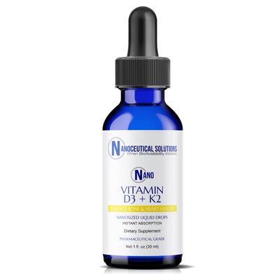 Nano Vitamin D3+K2 Nanosized Liquid Particles | Rapid Absorption | 5000 IU Potent Formulation - 1Fl Oz | Non-GMO, Gluten Free | Supports Bone, Joint, Heart & Immune Health
