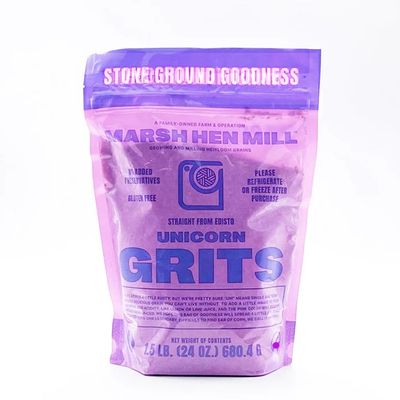 Marsh Hen Mill Unicorn Grits  Stone Ground Heirloom Blend of Pink Corn | Old-Fashioned Corn Grits | Gluten-Free & No Additives | Pure All-Natural Corn | 24 oz (Pack of 1)