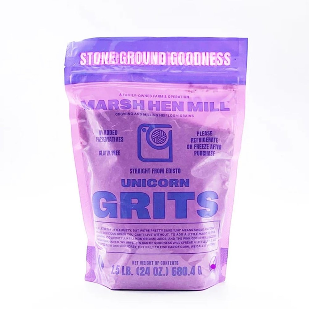 Marsh Hen Mill Unicorn Grits  Stone Ground Heirloom Blend of Pink Corn | Old-Fashioned Corn Grits | Gluten-Free & No Additives | Pure All-Natural Corn | 24 oz (Pack of 1)