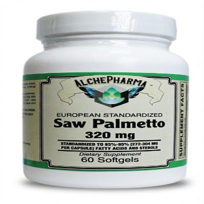 AlchePharma Saw Palmetto Extract 320 mg. (European Standardized to 85%-95% Fatty Acids and Sterols) (60 Softgels)