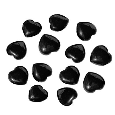 20mm Natural Healing Crystal Heart Worry Love Stone Chakra Balancing Palm Thumb Gemstones with Hole (Obsidian, with Hole - 30pcs)