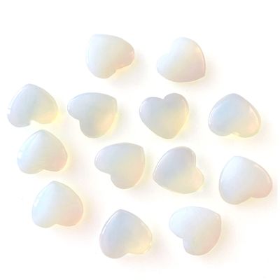 20mm Natural Healing Crystal Heart Worry Love Stone Chakra Balancing Palm Thumb Gemstones with Hole (Opalite, with Hole - 30pcs)