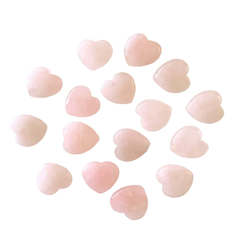 20mm Natural Healing Crystal Heart Worry Love Stone Chakra Balancing Palm Thumb Gemstones with Hole (Rose Quartz, with Hole - 30pcs)