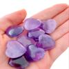 25mm Natural Healing Crystal Heart Worry Love Stone Chakra Balancing Palm Thumb Gemstones with Hole (Amethyst, with Hole - 1pc) view 3