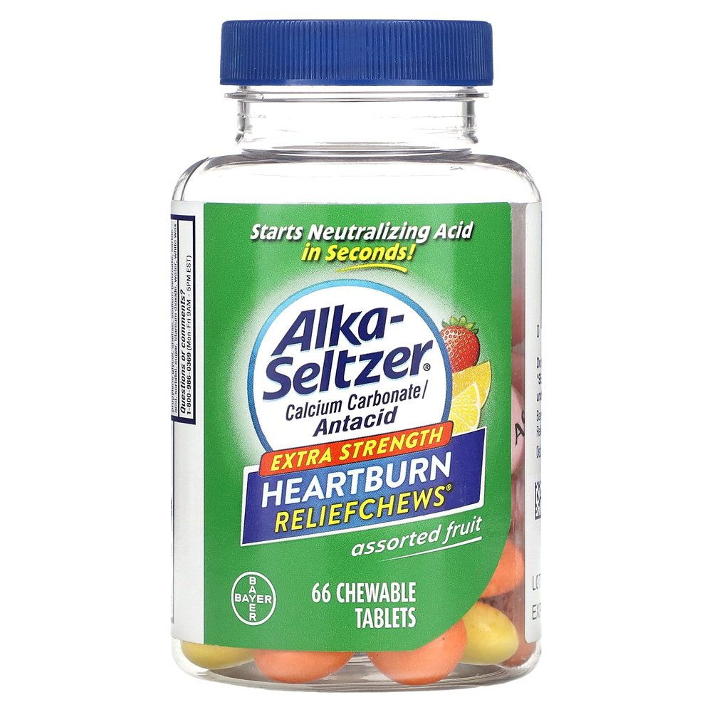 Alka-Seltzer Extra Strength Heartburn ReliefChews - Relief of Heartburn, Acid Indigestion and Sour Stomach - Assorted Lemon, Orange Strawberry Flavors - 66 Count