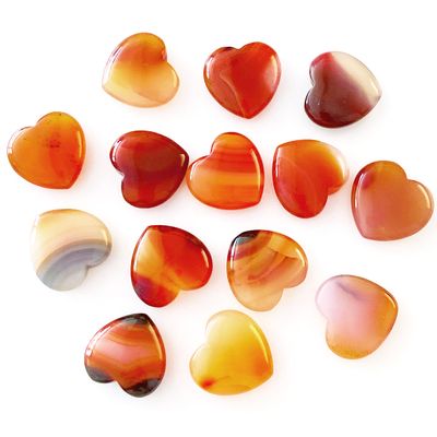 25mm Natural Healing Crystal Heart Worry Love Stone Chakra Balancing Palm Thumb Gemstones with Hole (Carnelian, with Hole - 15pcs)