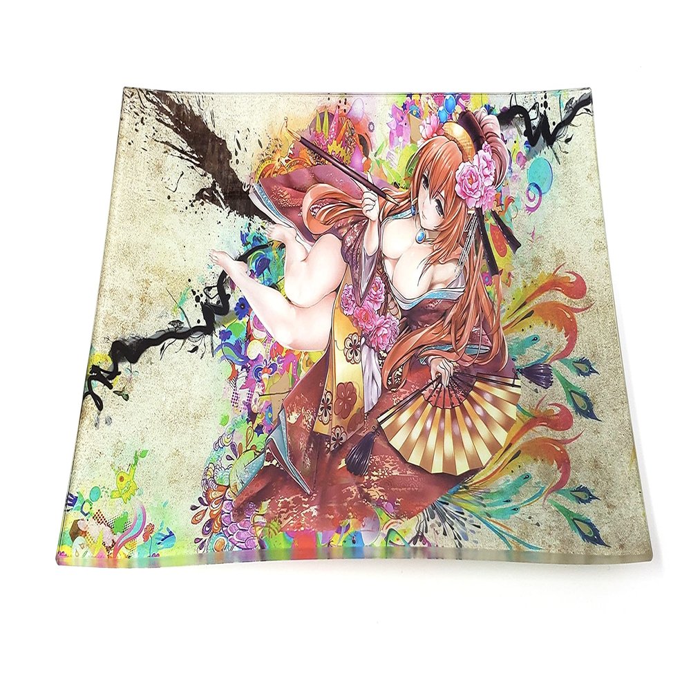E.G.G. Shatter Resistant Glass Tray: Decorative Tray/Rolling Tray/Collectable/High Resolution/Great Gift (Geisha)