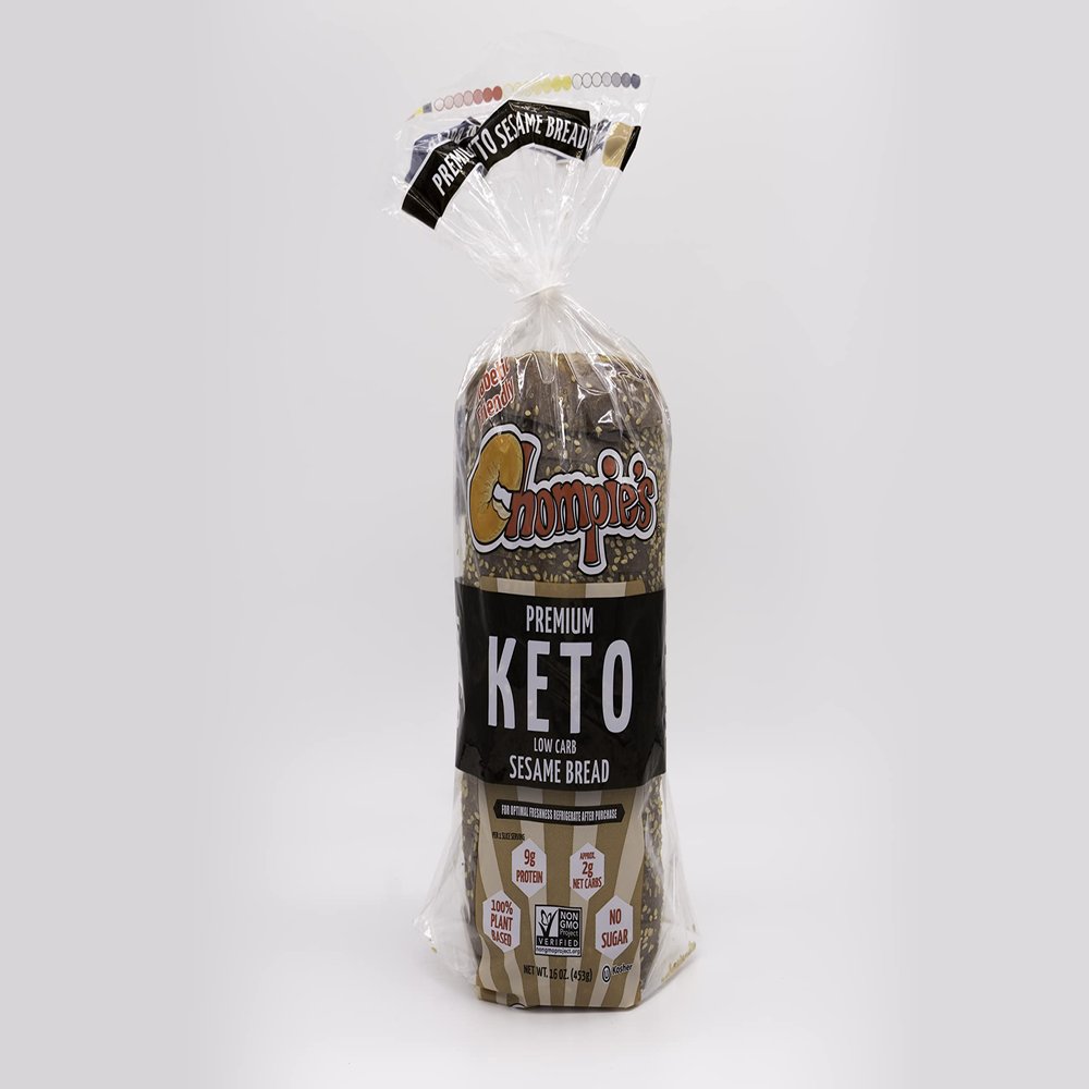 Chompie's Low-Carb Sesame 2g Net Carbs per slice - 1 lb loaf - (4-Loaf Pack)