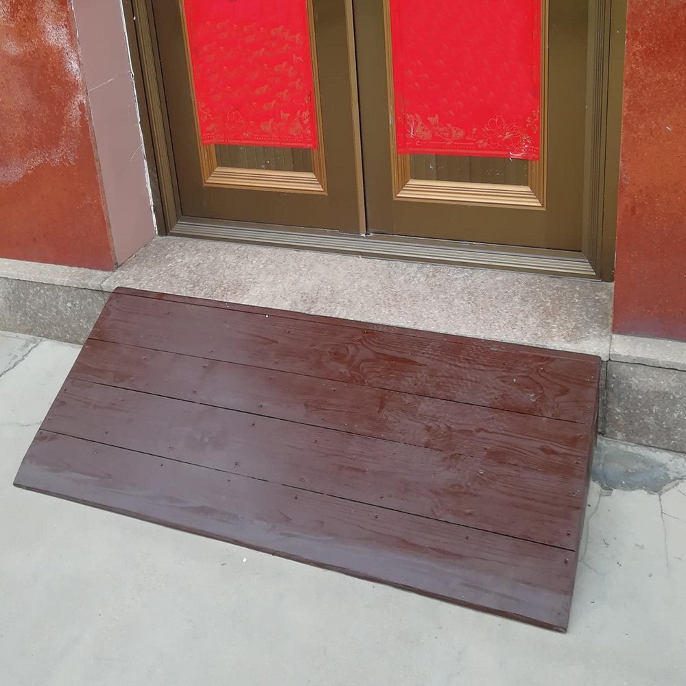 JLXJ Exterior Doors Threshold Ramps Wood, 3" Rise Outdoor Indoor Steps Curb Ramps, for Cars Wheelchair Scooters, Red, Load: 200kg