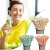 [100 Pack] Paper Straws Gold Coated, Biodegradable Paper Drinking Straw for Both Hot and Cold Beverages, 7.67" for Party Bar Shop Restaurant (White) view 2