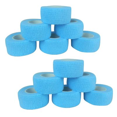 [12 Pack-1" x5Yards] MINGYUE Self Adhesive Bandage Wrap,Athletic Tape,Sports Tape,Wrist and Ankle Wrap Tape,Cohesive Bandage for Vet Tape(Light Blue)
