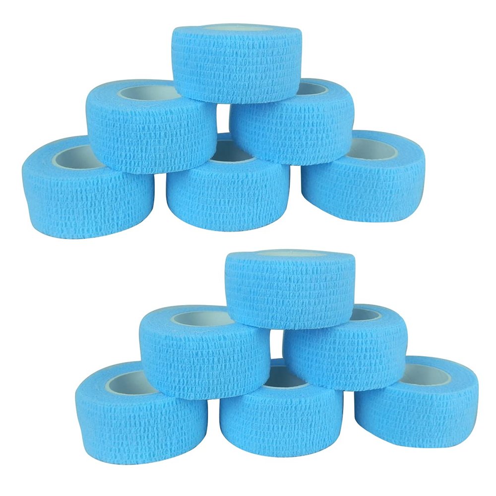 [12 Pack-1" x5Yards] MINGYUE Self Adhesive Bandage Wrap,Athletic Tape,Sports Tape,Wrist and Ankle Wrap Tape,Cohesive Bandage for Vet Tape(Light Blue)