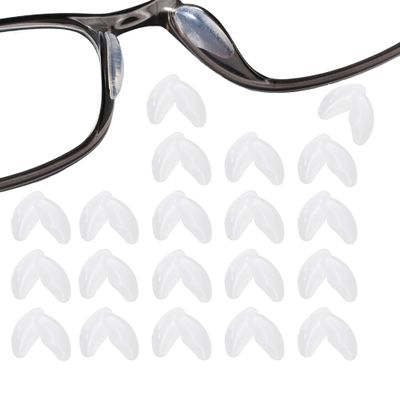20 Pairs Adhesive Glasses Nose Pads, Pea Shape Stick on Anti-Soft Silicone, Adhesive Nose Pads Glasses for Glasses, Eyeglasses and Sunglasses, (Transparent)