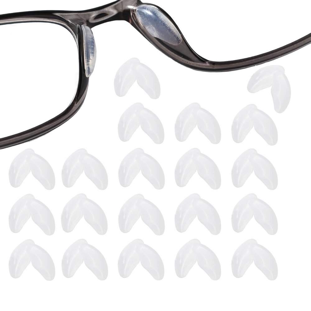 20 Pairs Adhesive Glasses Nose Pads, Pea Shape Stick on Anti-Soft Silicone, Adhesive Nose Pads Glasses for Glasses, Eyeglasses and Sunglasses, (Transparent)