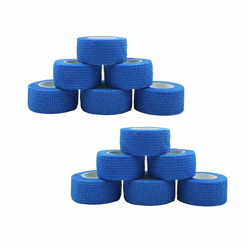 [12 Pack-1" x5Yards] MINGYUE Self Adhesive Bandage Wrap,Athletic Tape,Sports Tape,Wrist and Ankle Wrap Tape,Cohesive Bandage for Vet Tape(Blue)