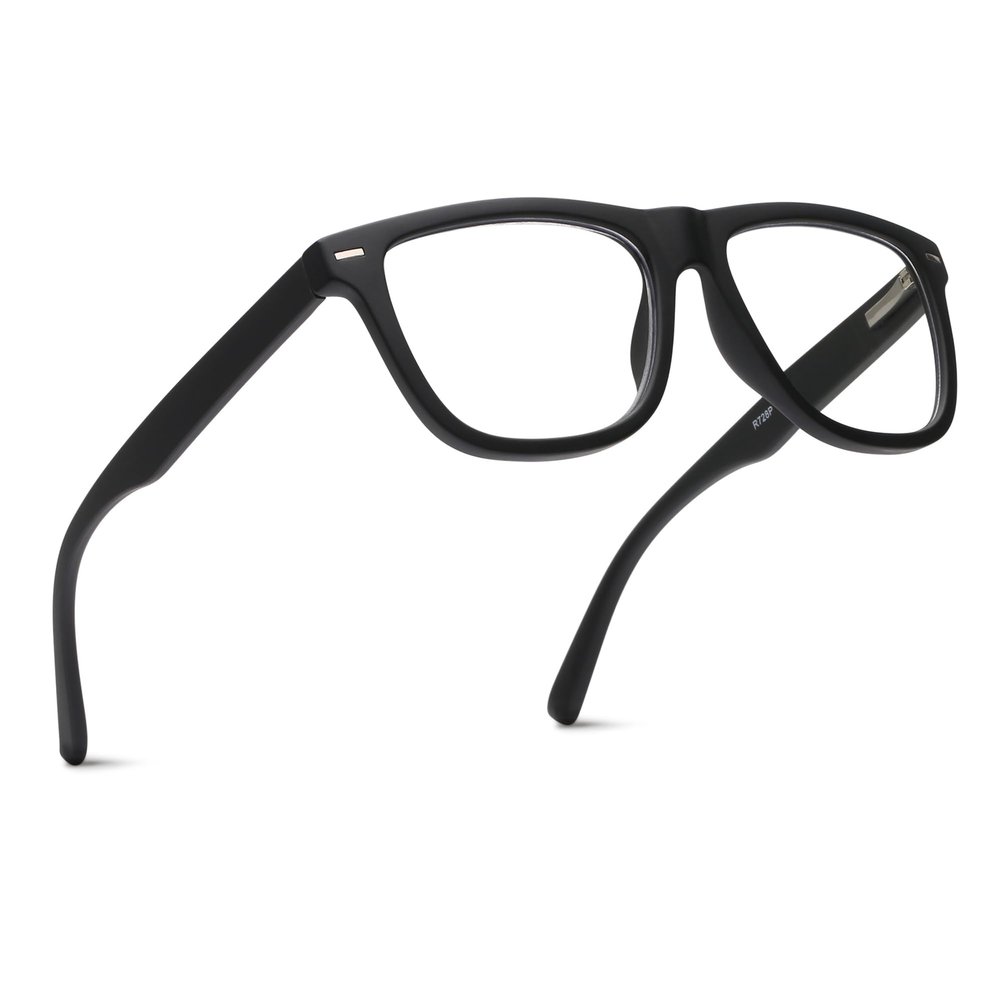 2SeeLife Oversized Blue Light TR-90 Reading Glasses for Men  Medium Fit, Sturdy Frame, Spring Hinges, Premium Readers, Black, +4.00