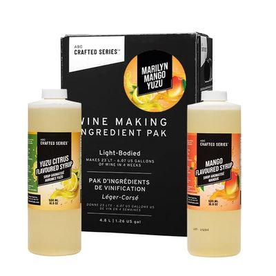 ABC Premium DIY Fruit Wine Making Kits, Makes Up to 30 Bottles/6 Gallons of Fruit Wine (Marilyn Mango Yuzu)