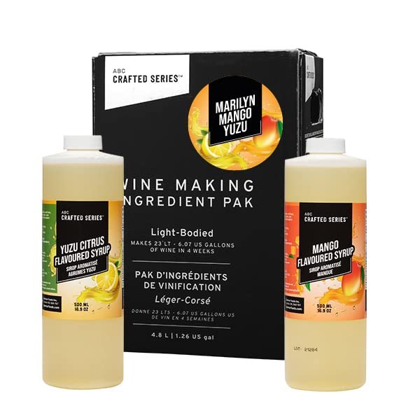 ABC Premium DIY Fruit Wine Making Kits, Makes Up to 30 Bottles/6 Gallons of Fruit Wine (Marilyn Mango Yuzu)