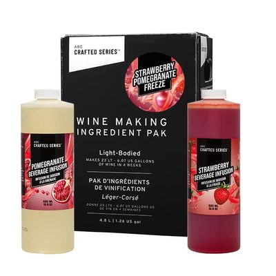BC Crafted Series Premium DIY Fruit Wine Making Kits, Makes Up to 30 Bottles/6 Gallons of Fruit Wine (Strawberry Pomegranate Freeze)