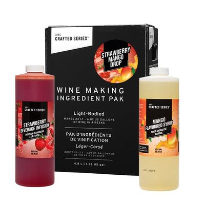 ABC Premium DIY Fruit Wine Making Kits, Makes Up to 30 Bottles/6 Gallons of Fruit Wine (Strawberry Mango Drop)